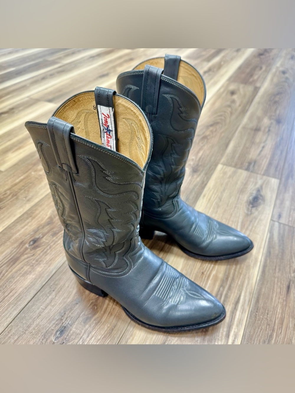 Vintage Tony Lama Made in USA Leather Western Cowboy Boots, H1254, Men’s 10.5